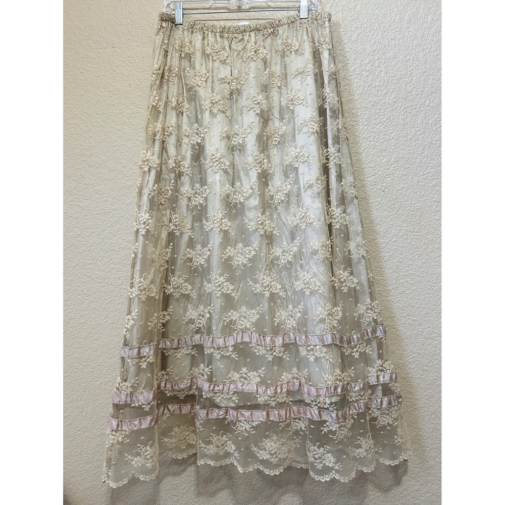 Soft Surroundings XL Vintage Swish Fairy Maxi Skirt Lace Princess Whimsigoth